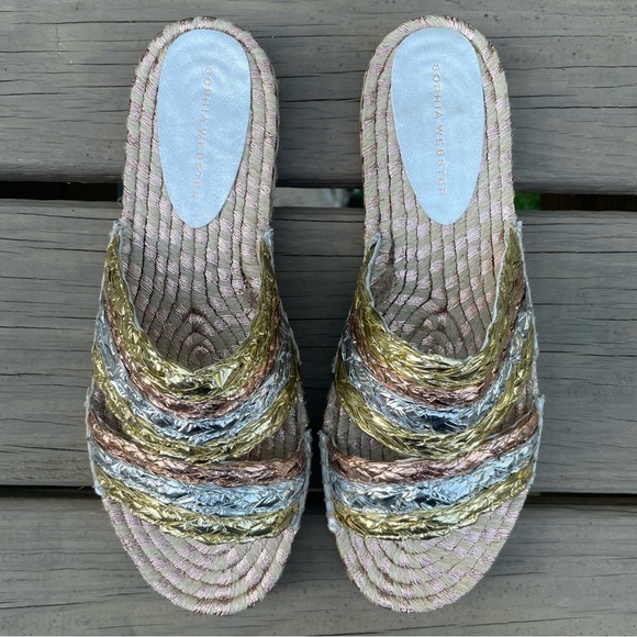 NWOB Sophia Webster Ines Multi Metallic Espadrilles Slides size 40 - Picture 7 of 13